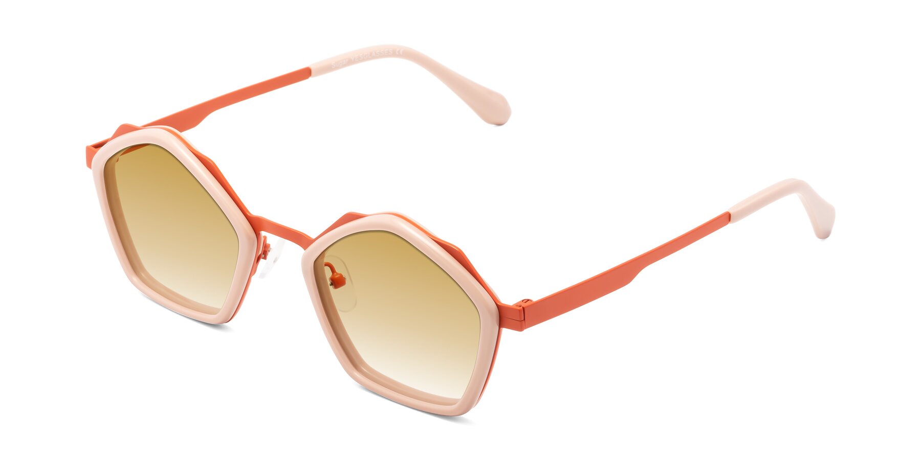 Angle of Sugar in Pink-Orange with Champagne Gradient Lenses
