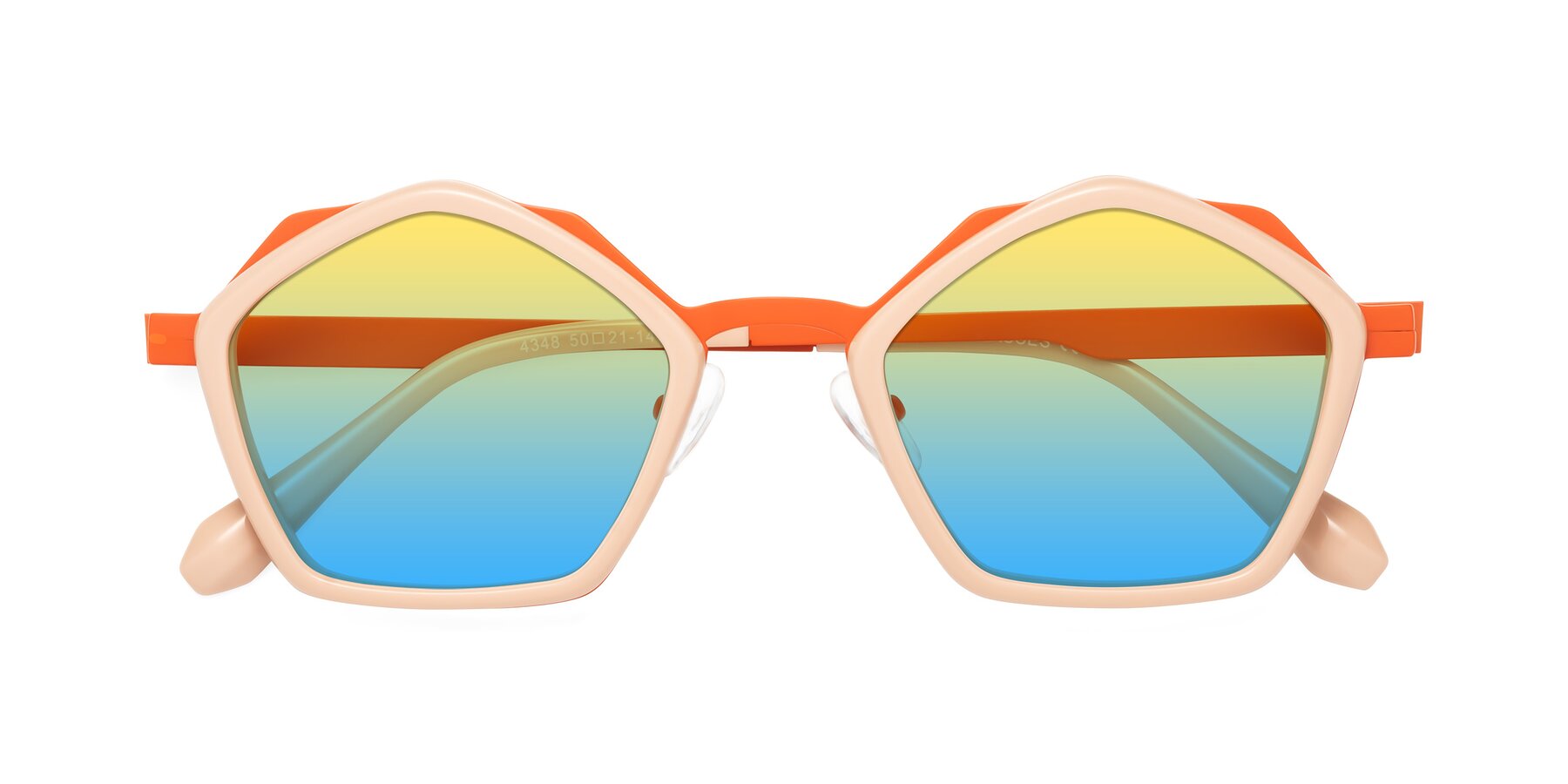 Folded Front of Sugar in Pink-Orange with Yellow / Blue Gradient Lenses