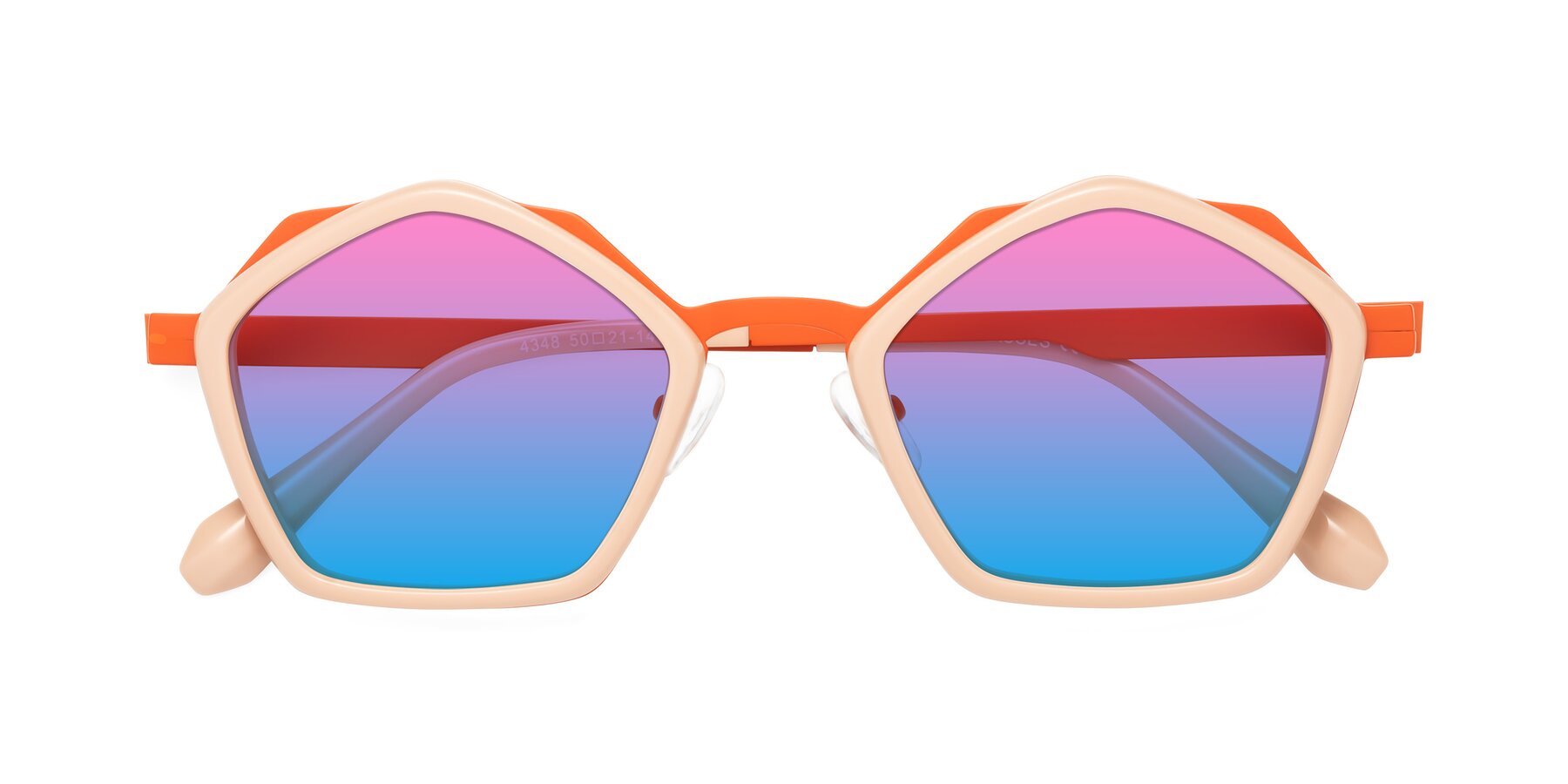 Folded Front of Sugar in Pink-Orange with Pink / Blue Gradient Lenses