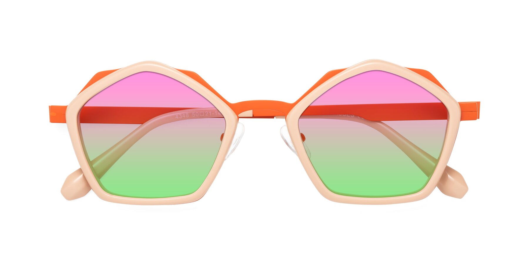 Folded Front of Sugar in Pink-Orange with Pink / Green Gradient Lenses