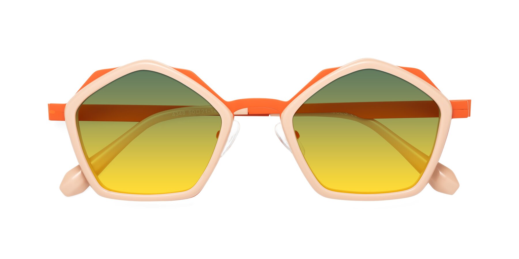 Folded Front of Sugar in Pink-Orange with Green / Yellow Gradient Lenses