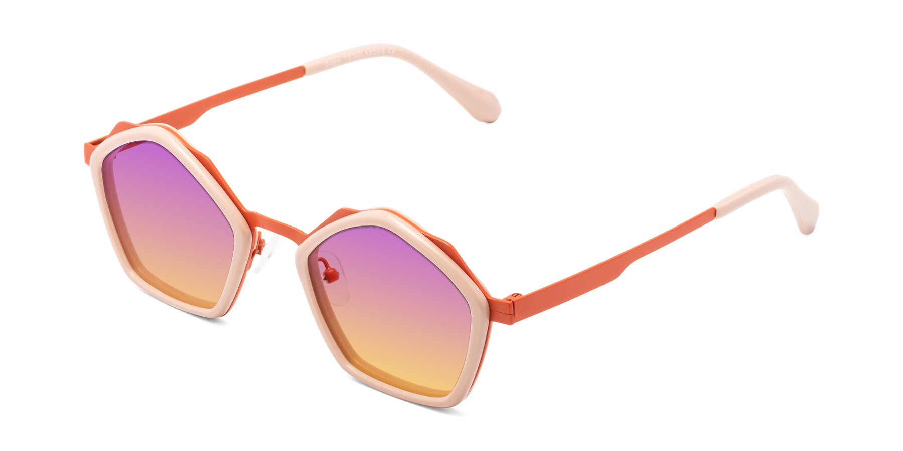 Angle of Sugar in Pink-Orange with Purple / Yellow Gradient Lenses