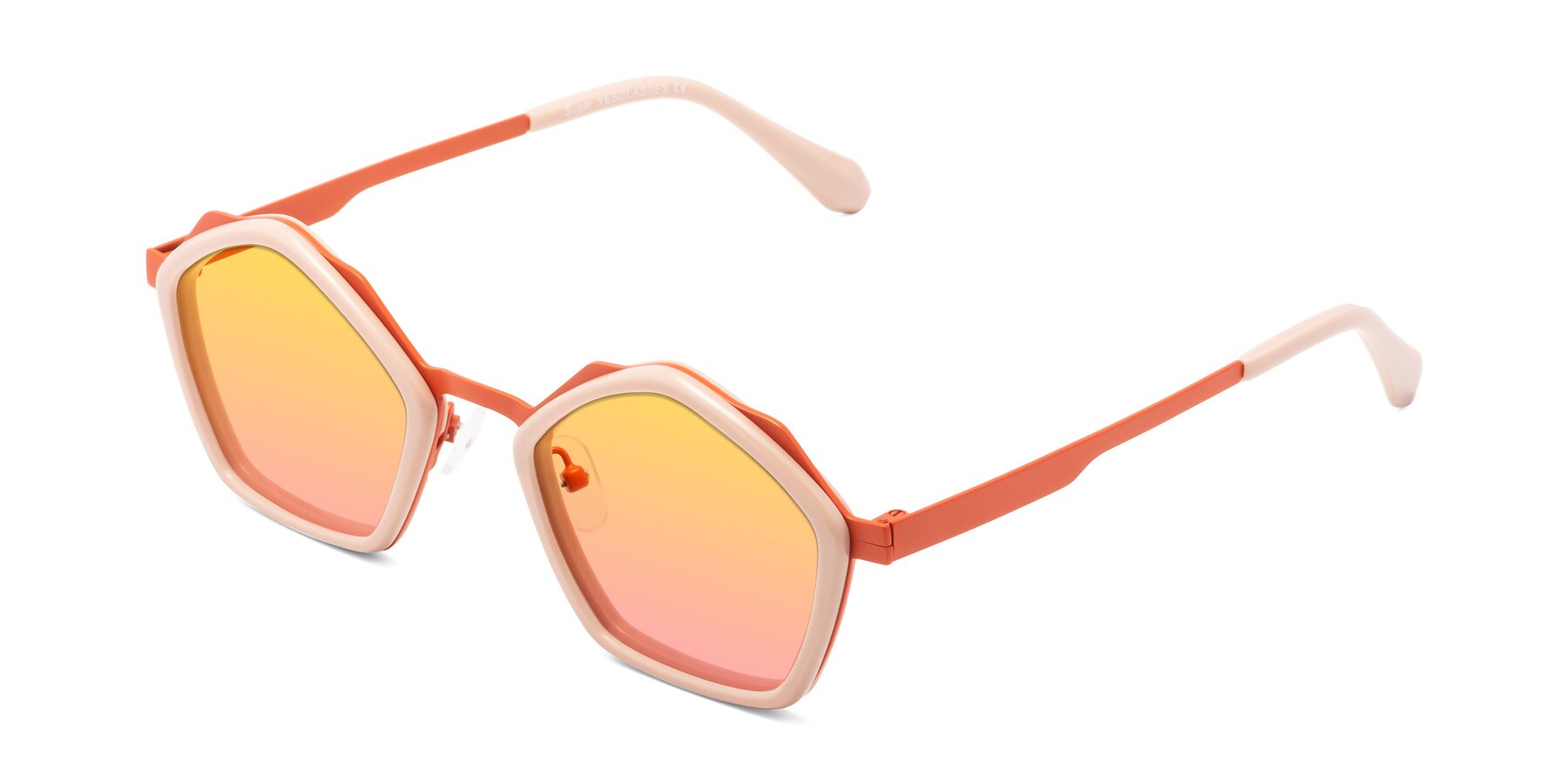 Angle of Sugar in Pink-Orange with Yellow / Pink Gradient Lenses