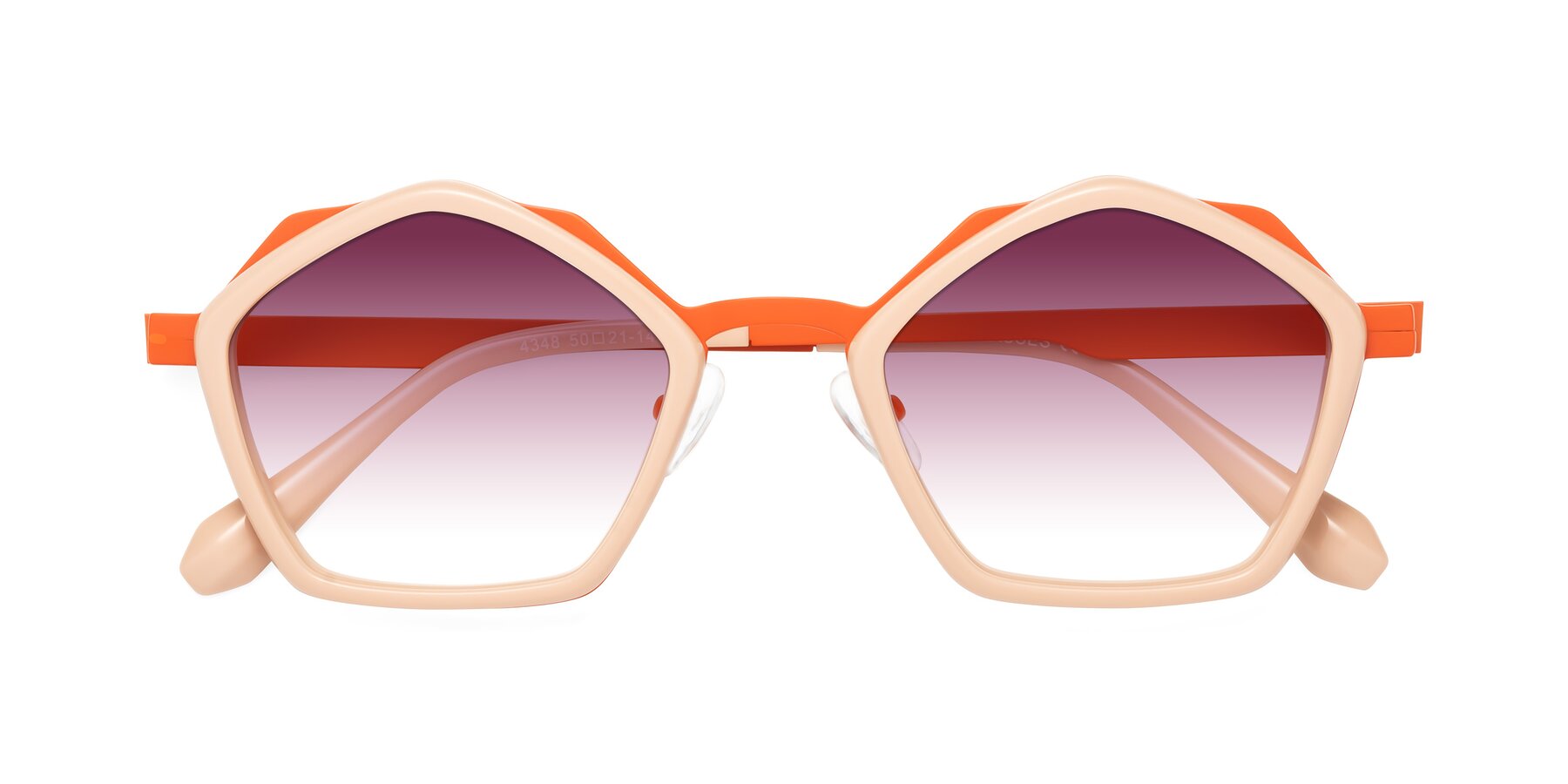 Folded Front of Sugar in Pink-Orange with Wine Gradient Lenses