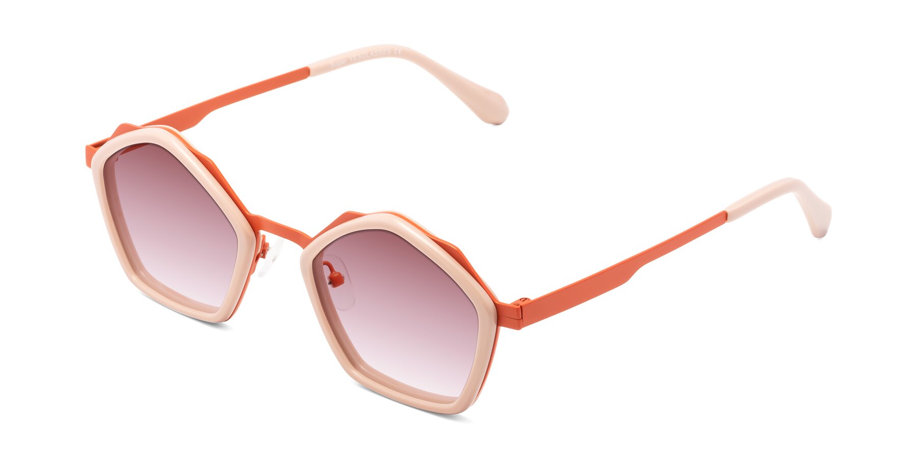 Angle of Sugar in Pink-Orange with Garnet Gradient Lenses