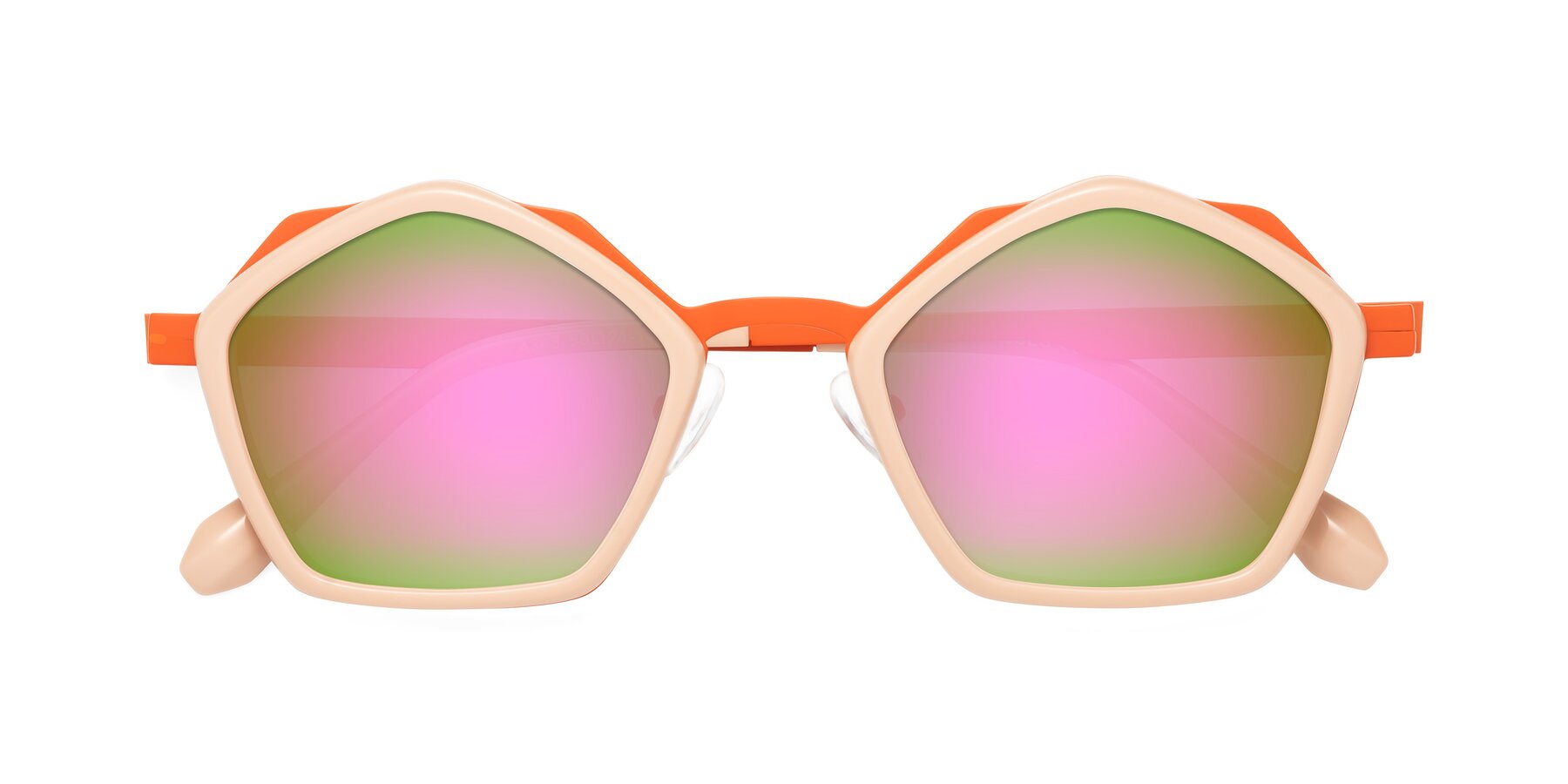 Folded Front of Sugar in Pink-Orange with Pink Mirrored Lenses