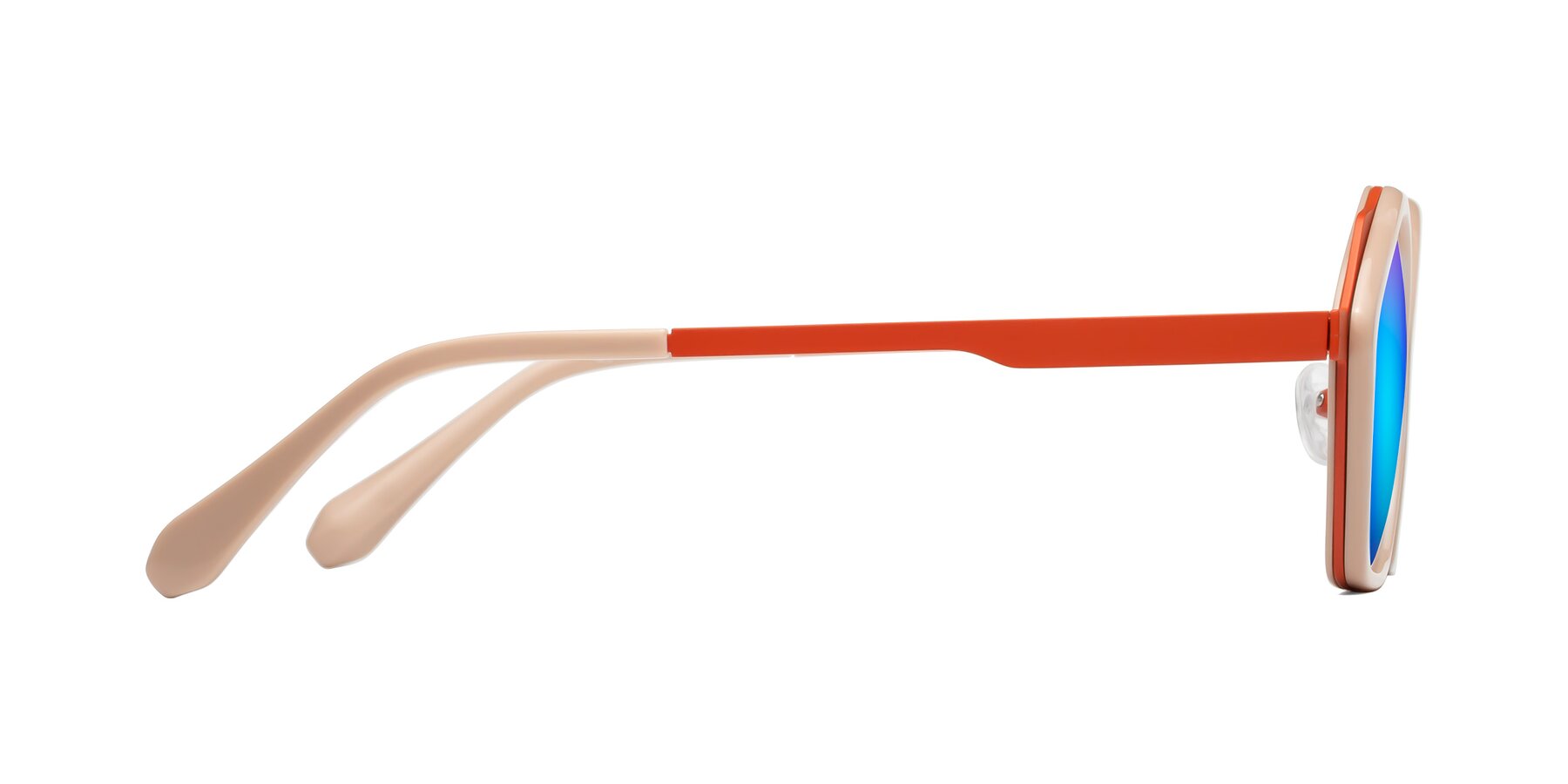 Side of Sugar in Pink-Orange with Blue Mirrored Lenses