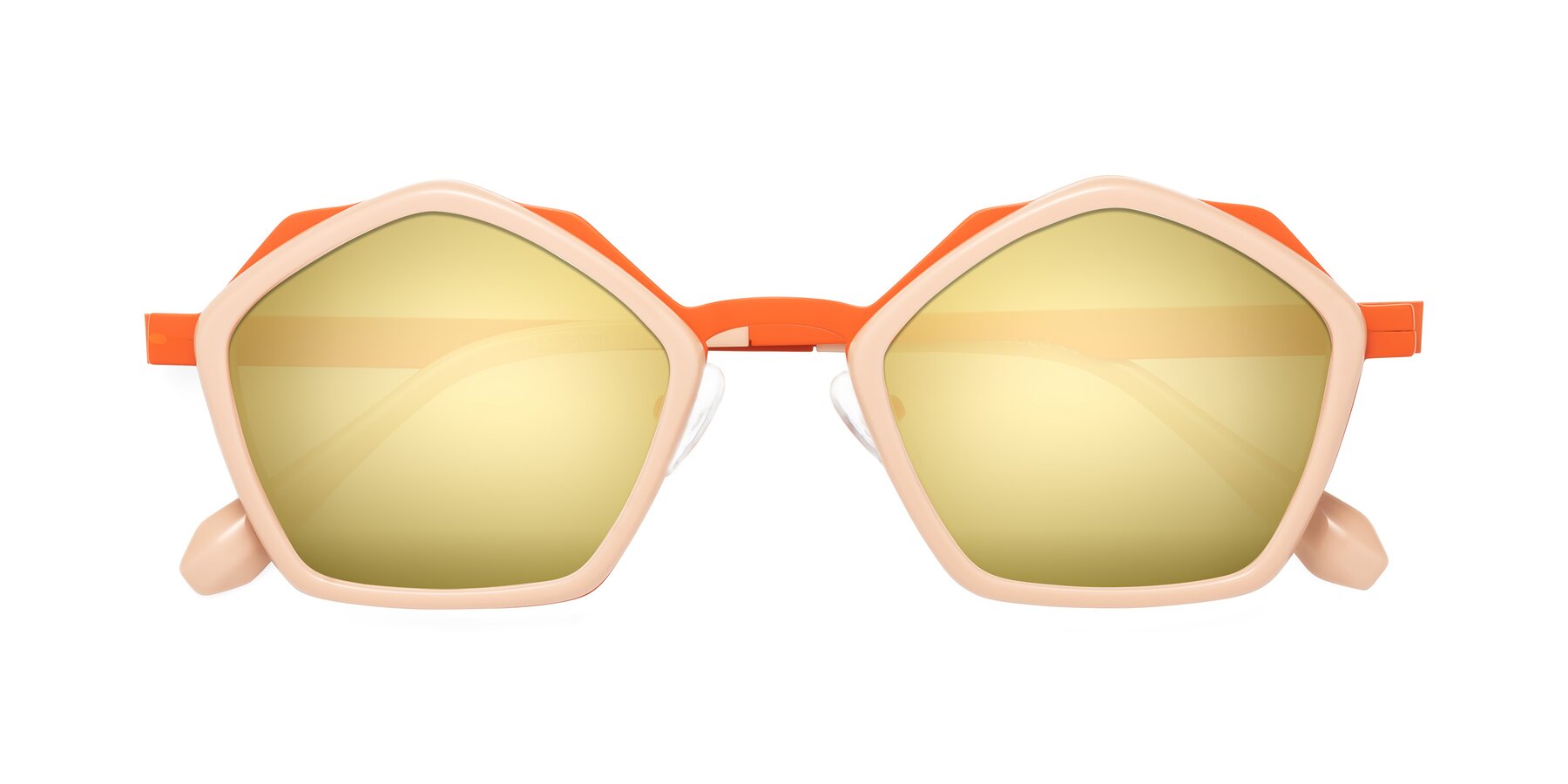 Folded Front of Sugar in Pink-Orange with Gold Mirrored Lenses