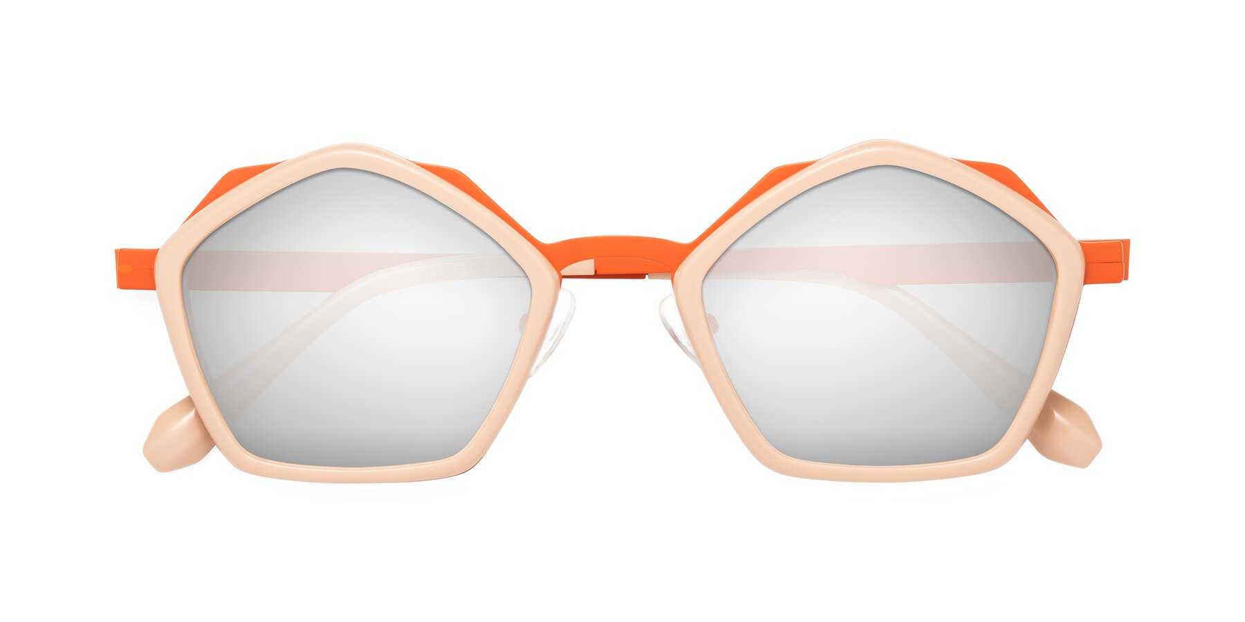 Folded Front of Sugar in Pink-Orange with Silver Mirrored Lenses