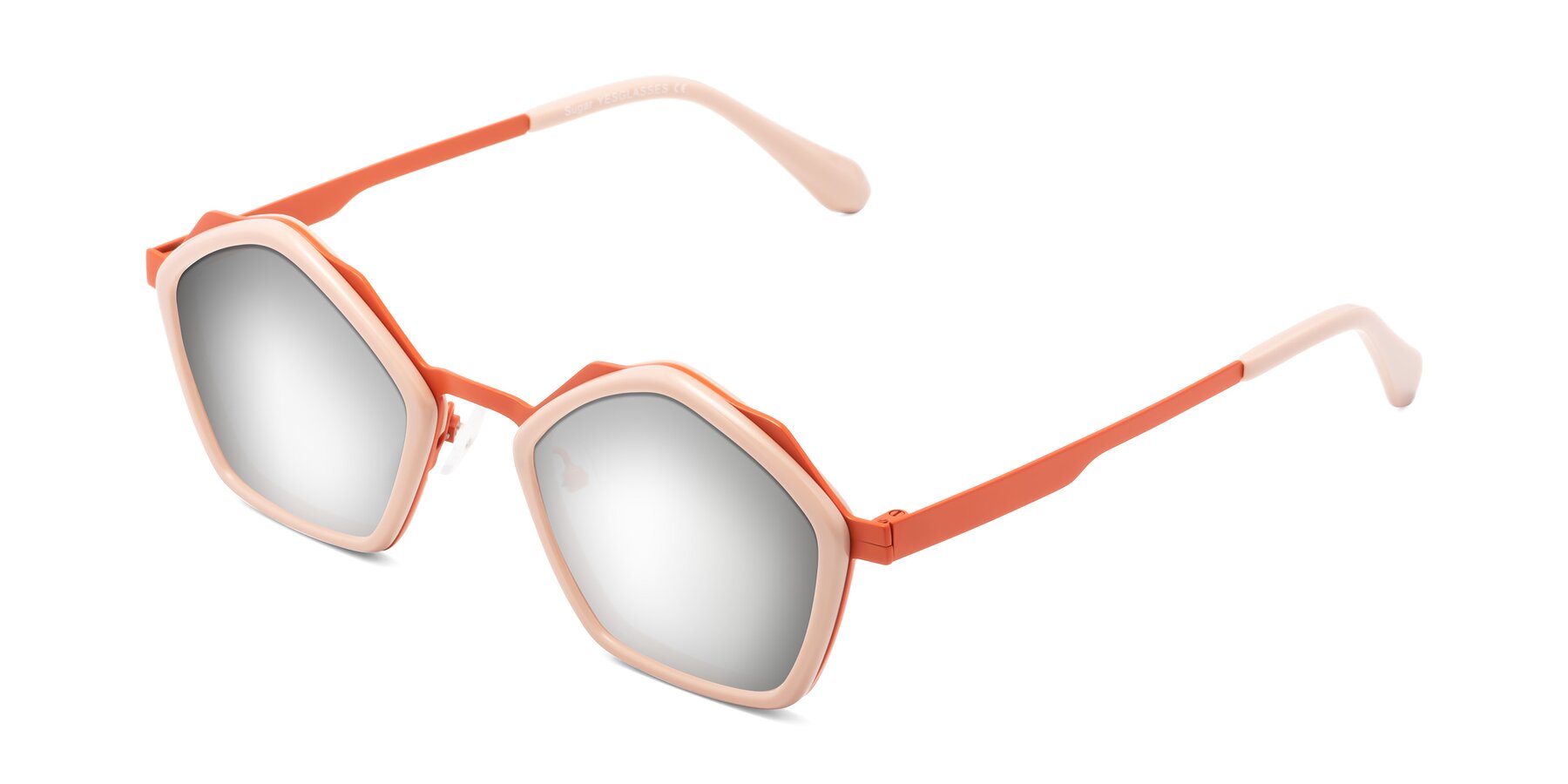 Angle of Sugar in Pink-Orange with Silver Mirrored Lenses