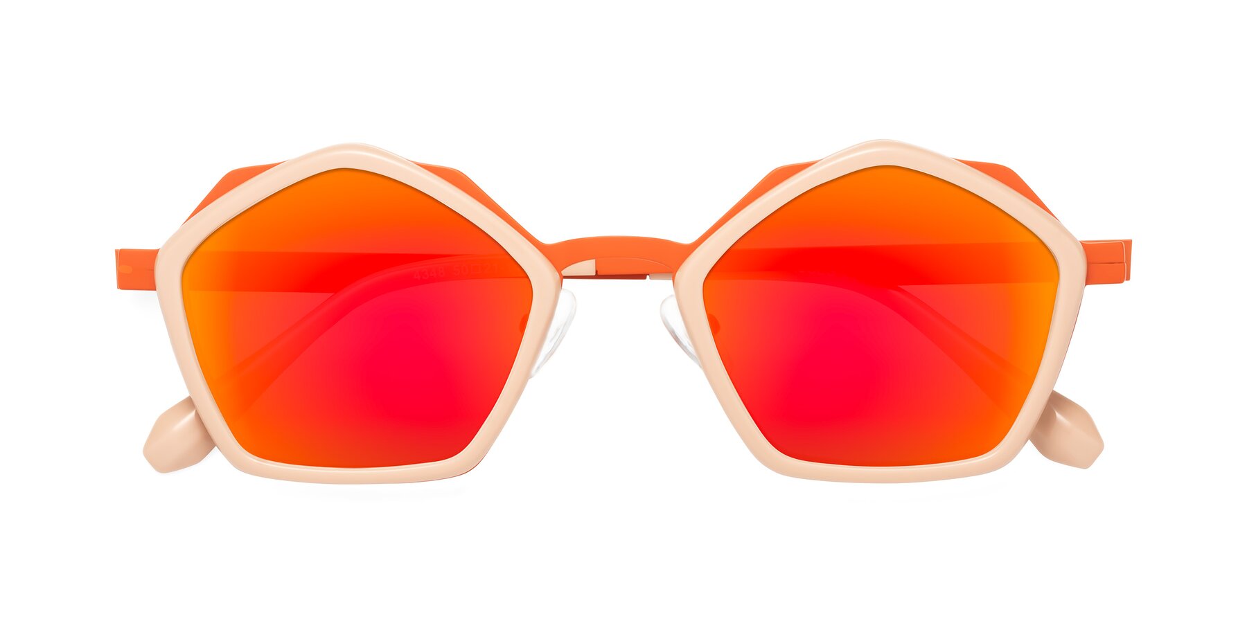 Folded Front of Sugar in Pink-Orange with Red Gold Mirrored Lenses