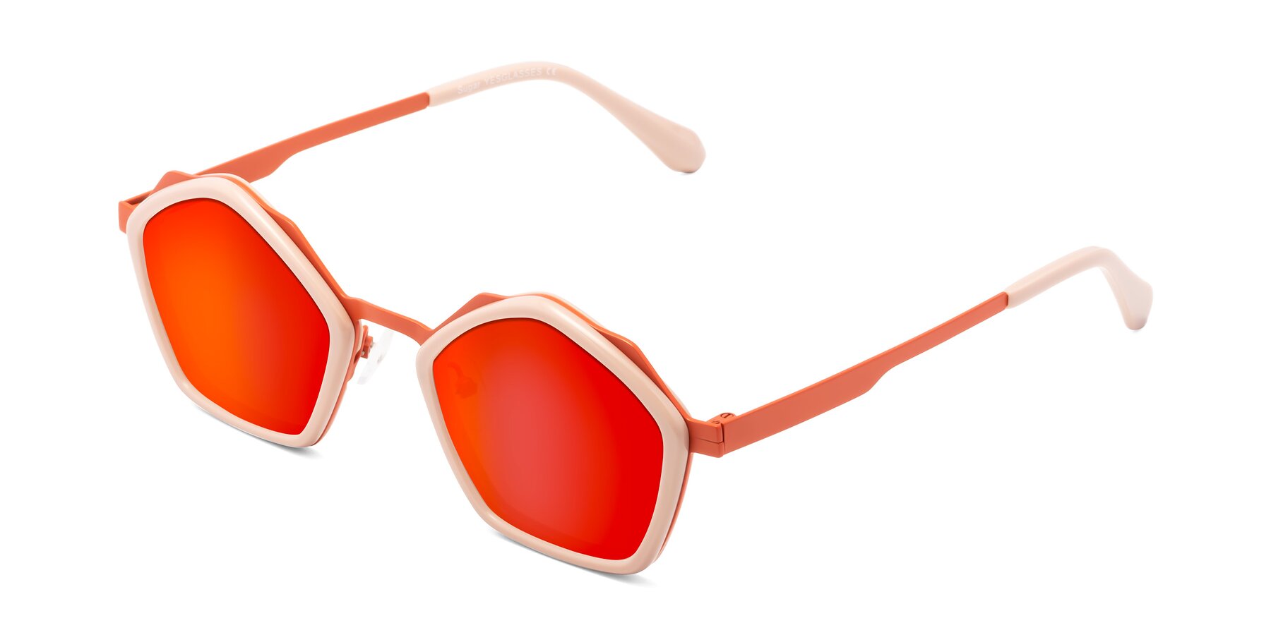 Angle of Sugar in Pink-Orange with Red Gold Mirrored Lenses