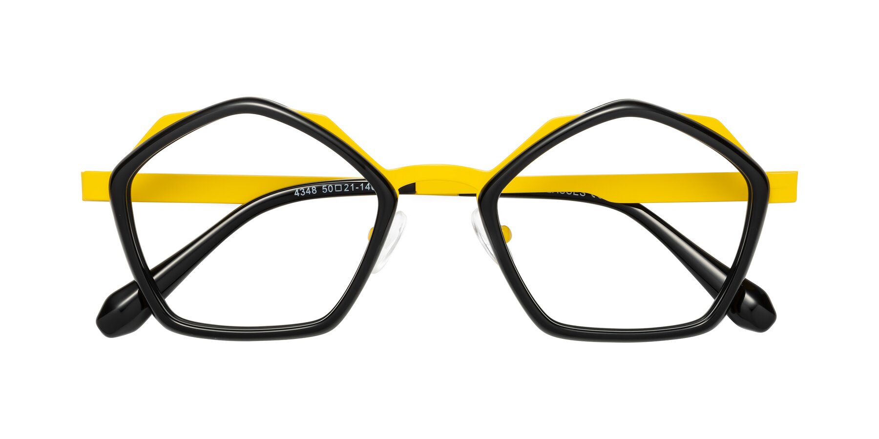 Folded Front of Sugar in Black-Yellow with Clear Reading Eyeglass Lenses