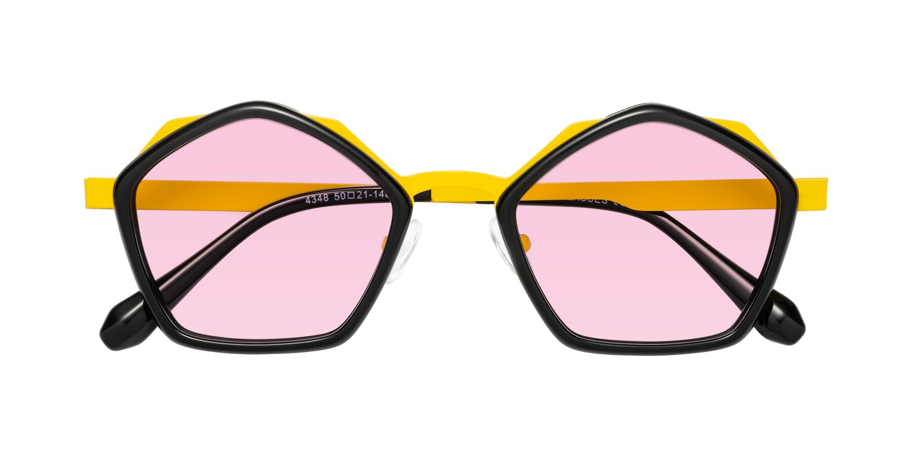 Folded Front of Sugar in Black-Yellow with Light Pink Tinted Lenses