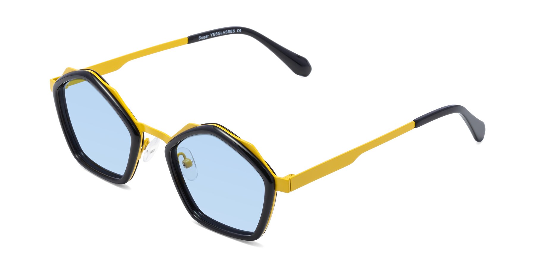 Angle of Sugar in Black-Yellow with Light Blue Tinted Lenses