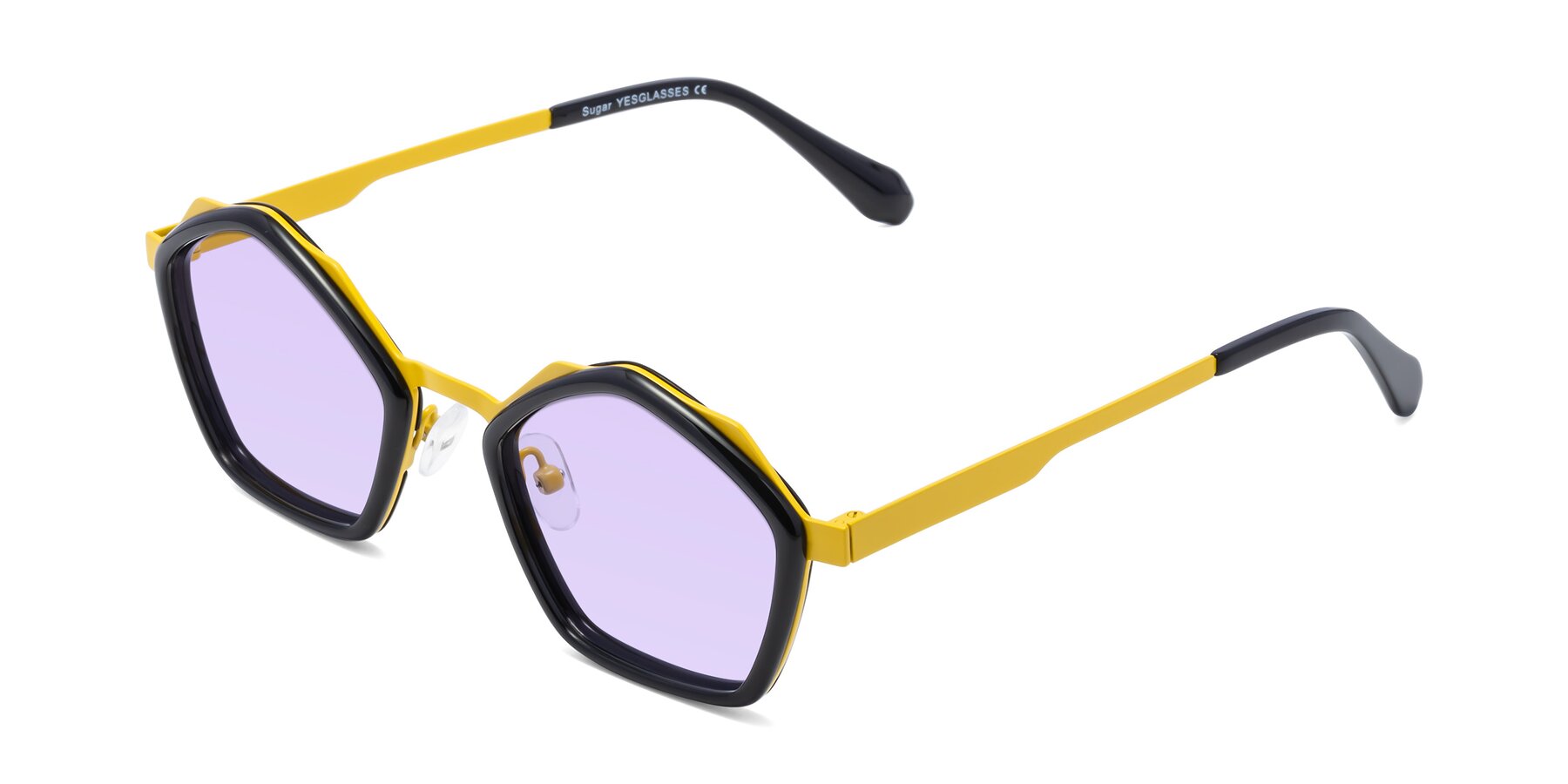 Angle of Sugar in Black-Yellow with Light Purple Tinted Lenses