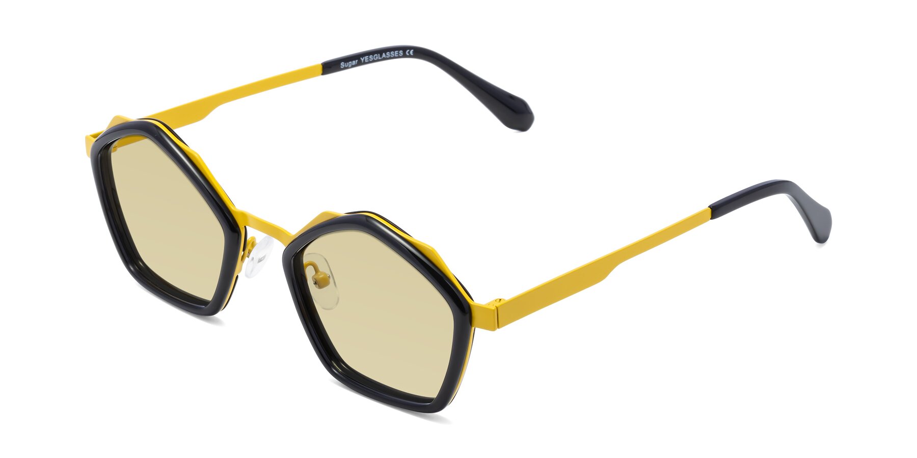 Angle of Sugar in Black-Yellow with Light Champagne Tinted Lenses