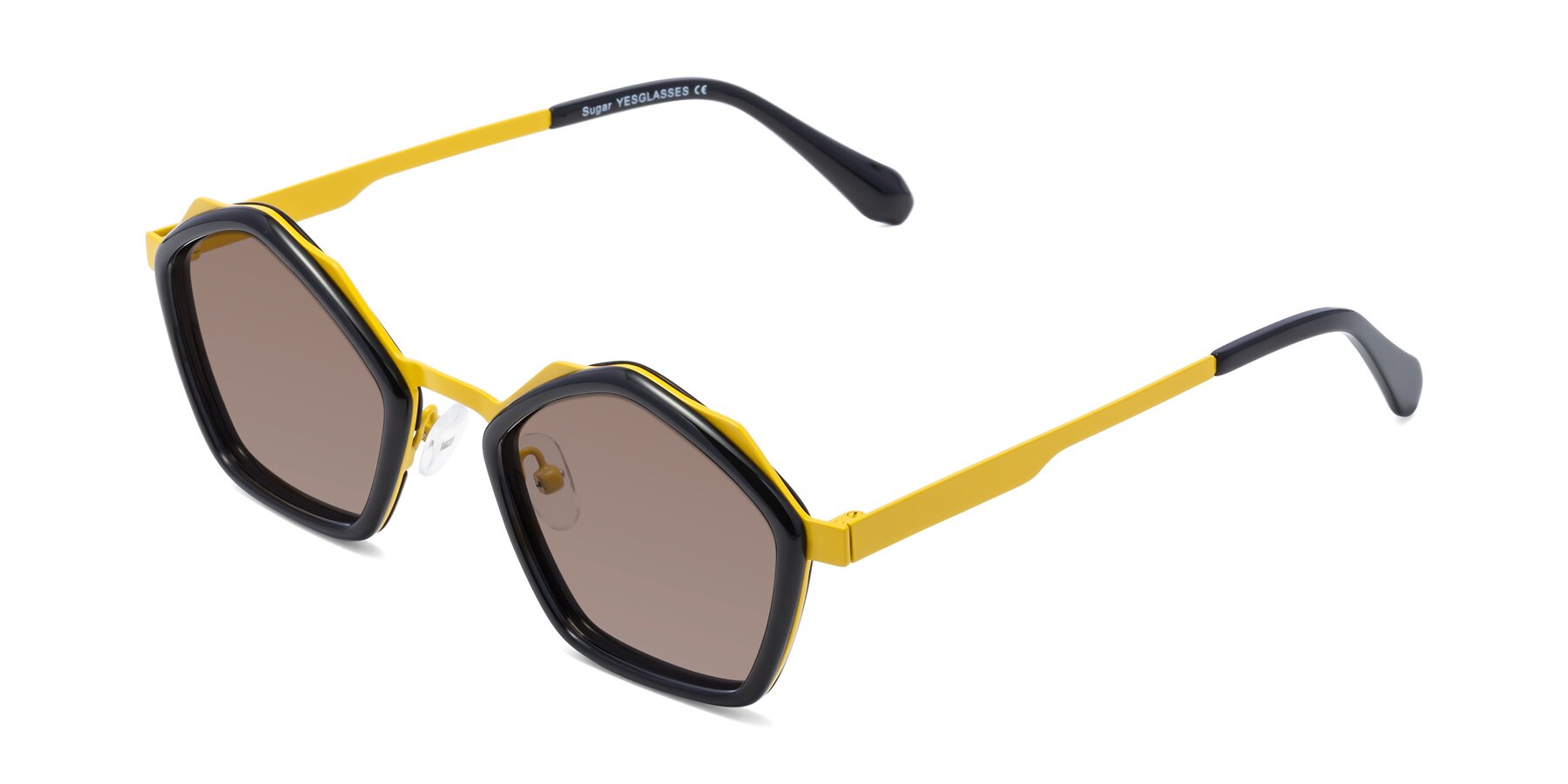 Angle of Sugar in Black-Yellow with Medium Brown Tinted Lenses