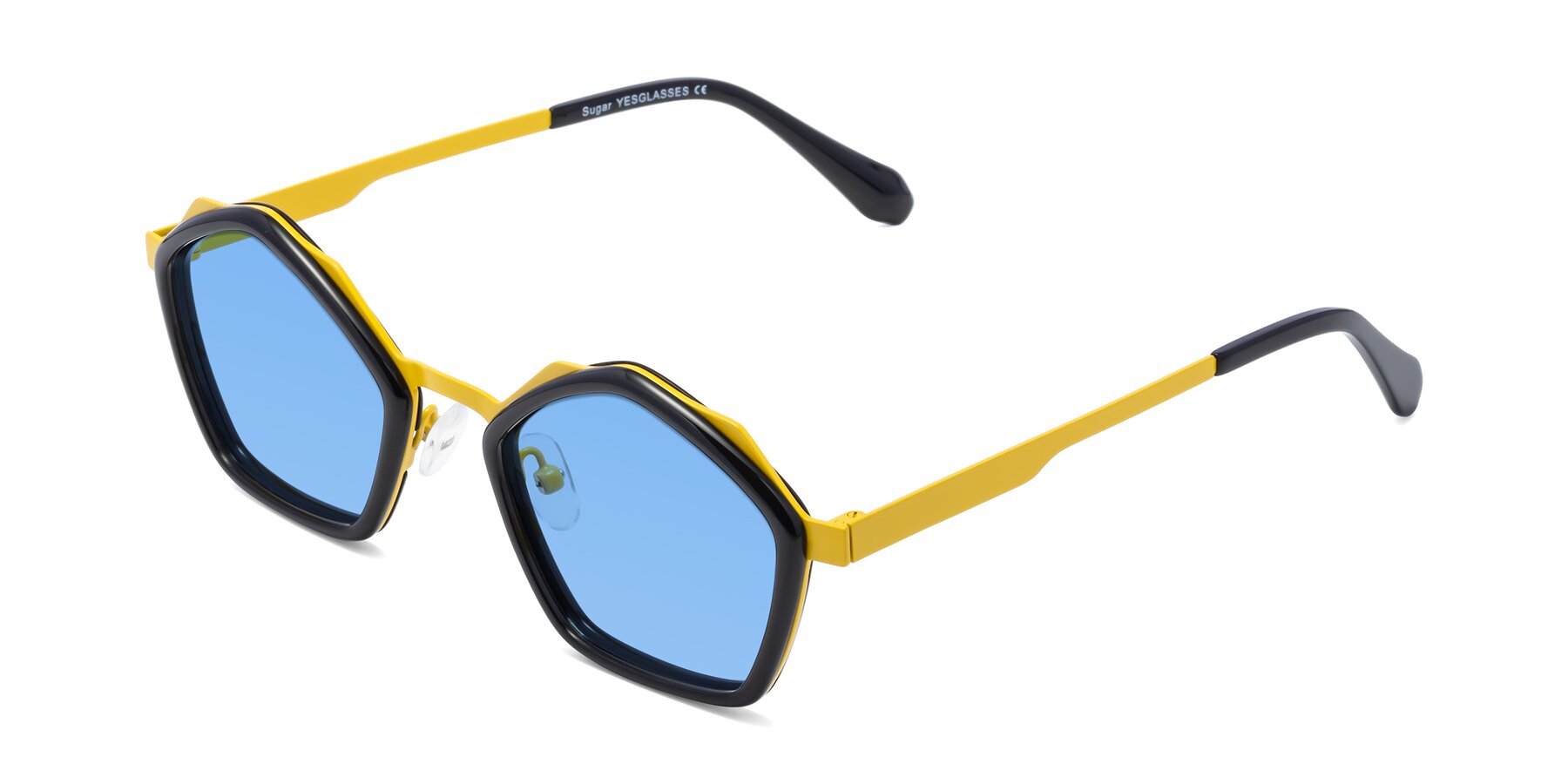 Angle of Sugar in Black-Yellow with Medium Blue Tinted Lenses