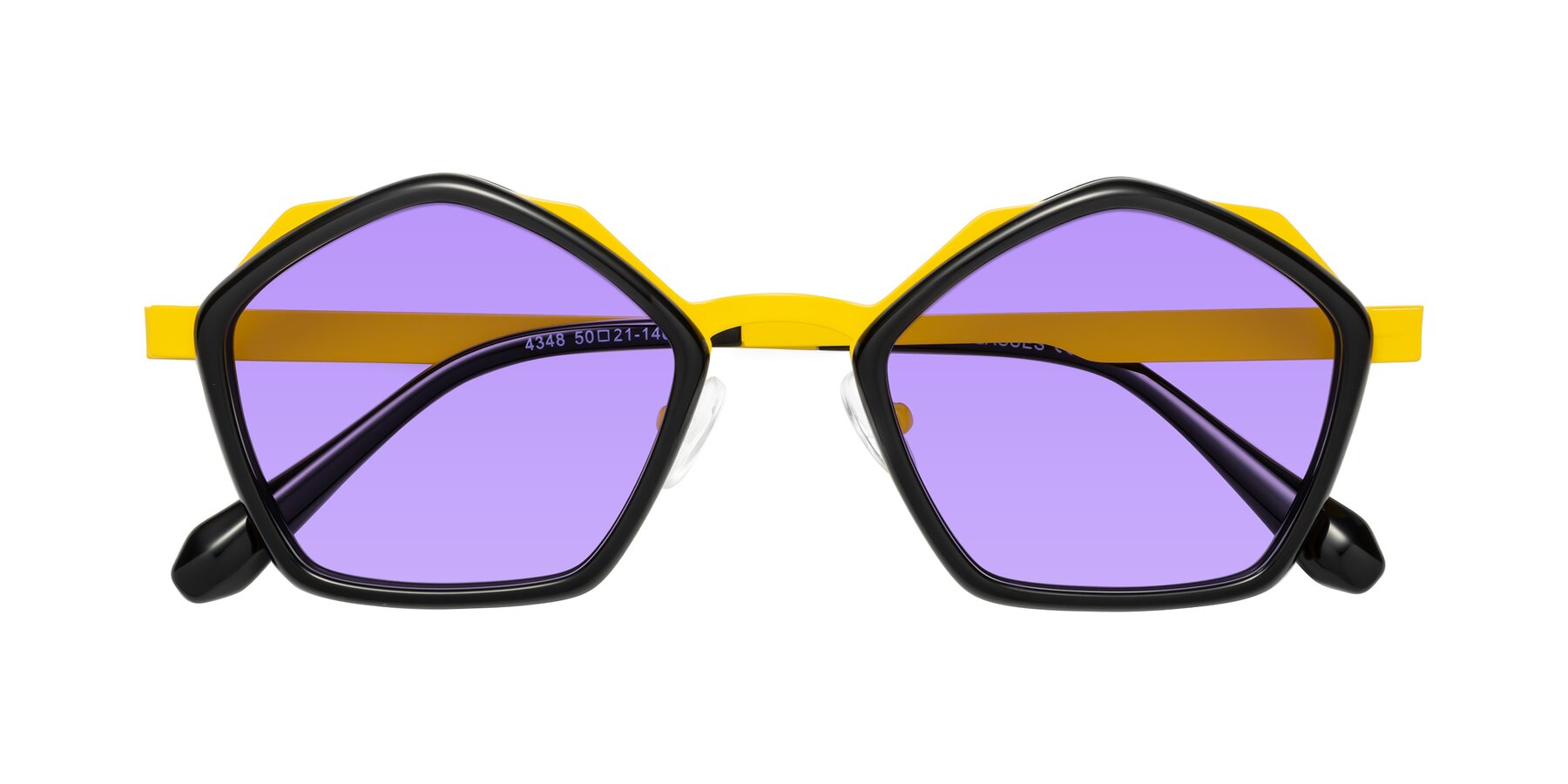 Folded Front of Sugar in Black-Yellow with Medium Purple Tinted Lenses