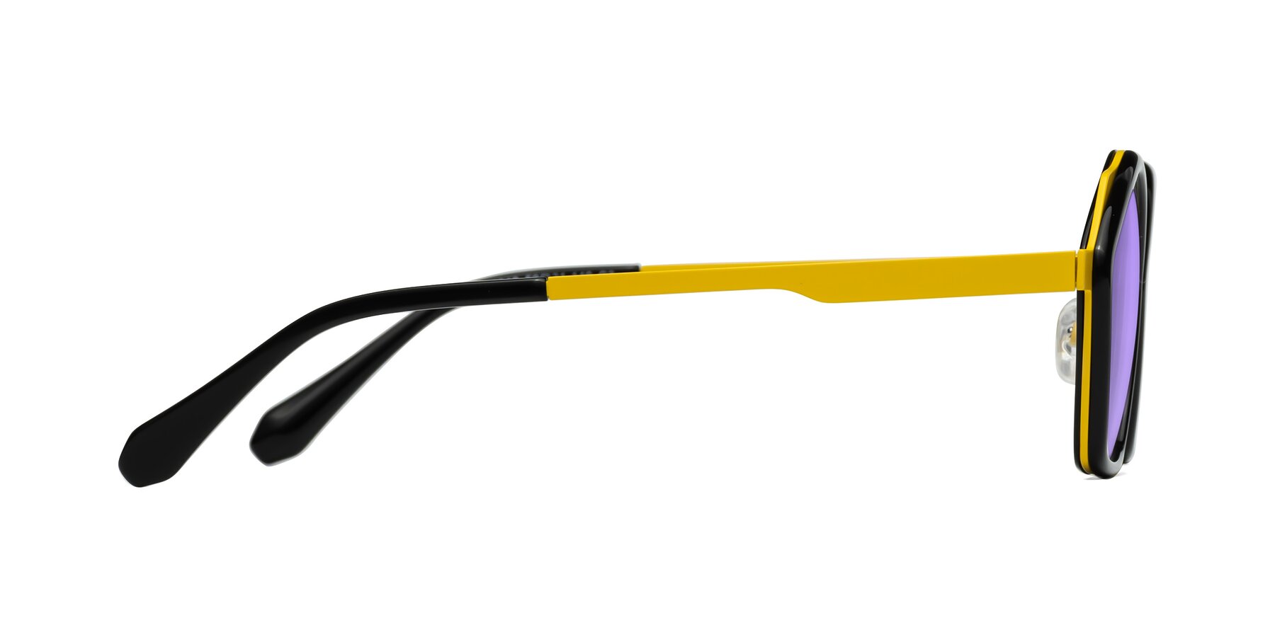 Side of Sugar in Black-Yellow with Medium Purple Tinted Lenses