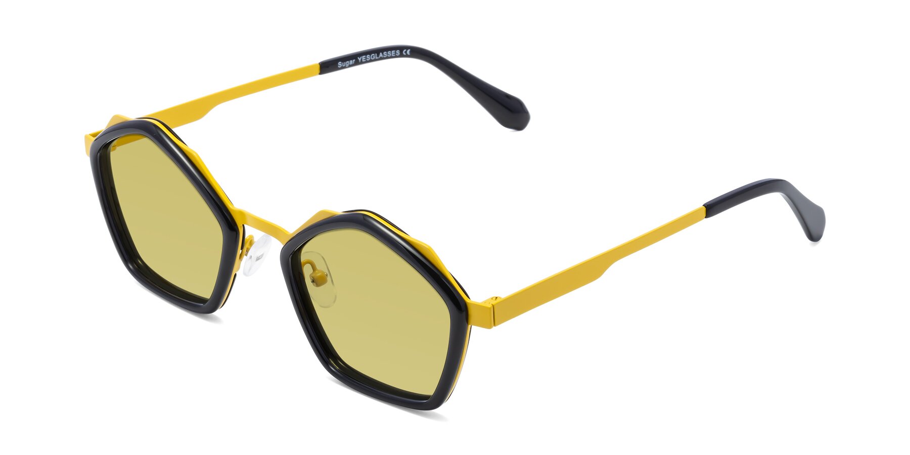 Angle of Sugar in Black-Yellow with Medium Champagne Tinted Lenses