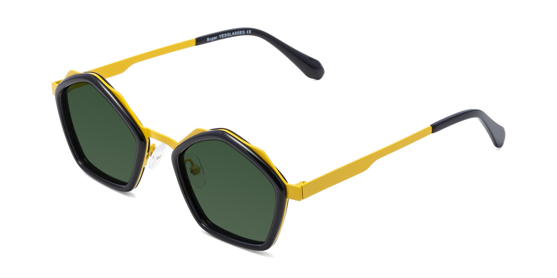 Angle of Sugar in Black-Yellow with Green Tinted Lenses