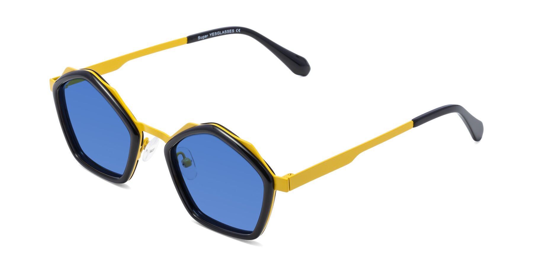 Angle of Sugar in Black-Yellow with Blue Tinted Lenses