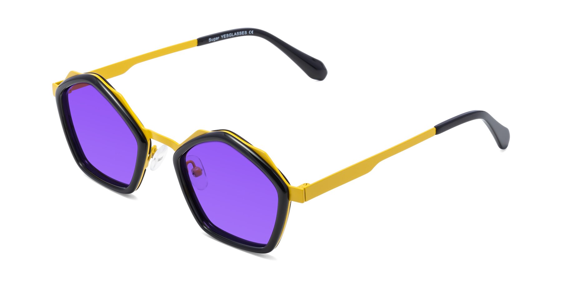 Angle of Sugar in Black-Yellow with Purple Tinted Lenses