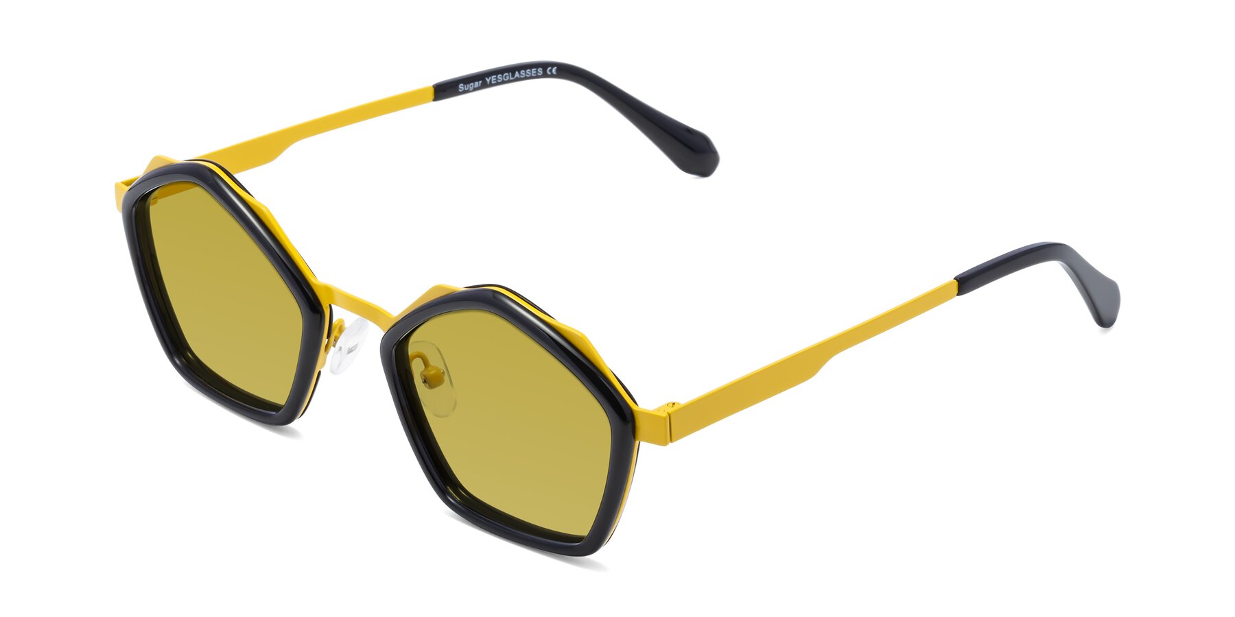 Angle of Sugar in Black-Yellow with Champagne Tinted Lenses
