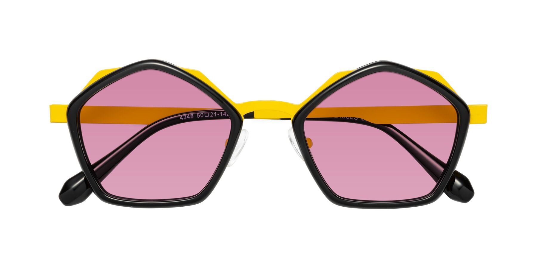 Folded Front of Sugar in Black-Yellow with Medium Wine Tinted Lenses