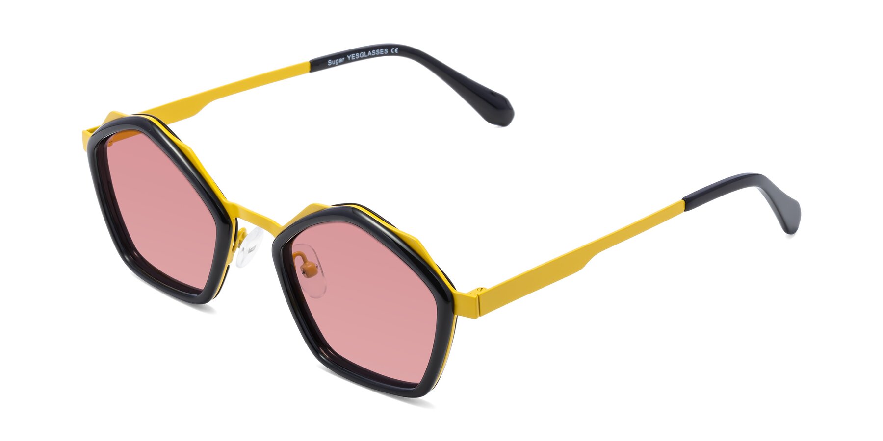 Angle of Sugar in Black-Yellow with Medium Garnet Tinted Lenses