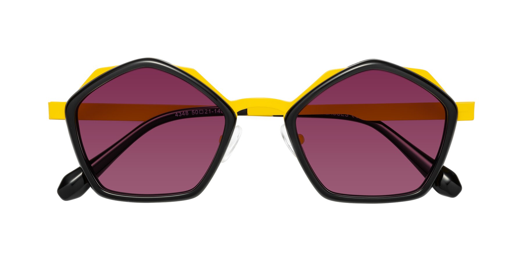 Folded Front of Sugar in Black-Yellow with Wine Tinted Lenses