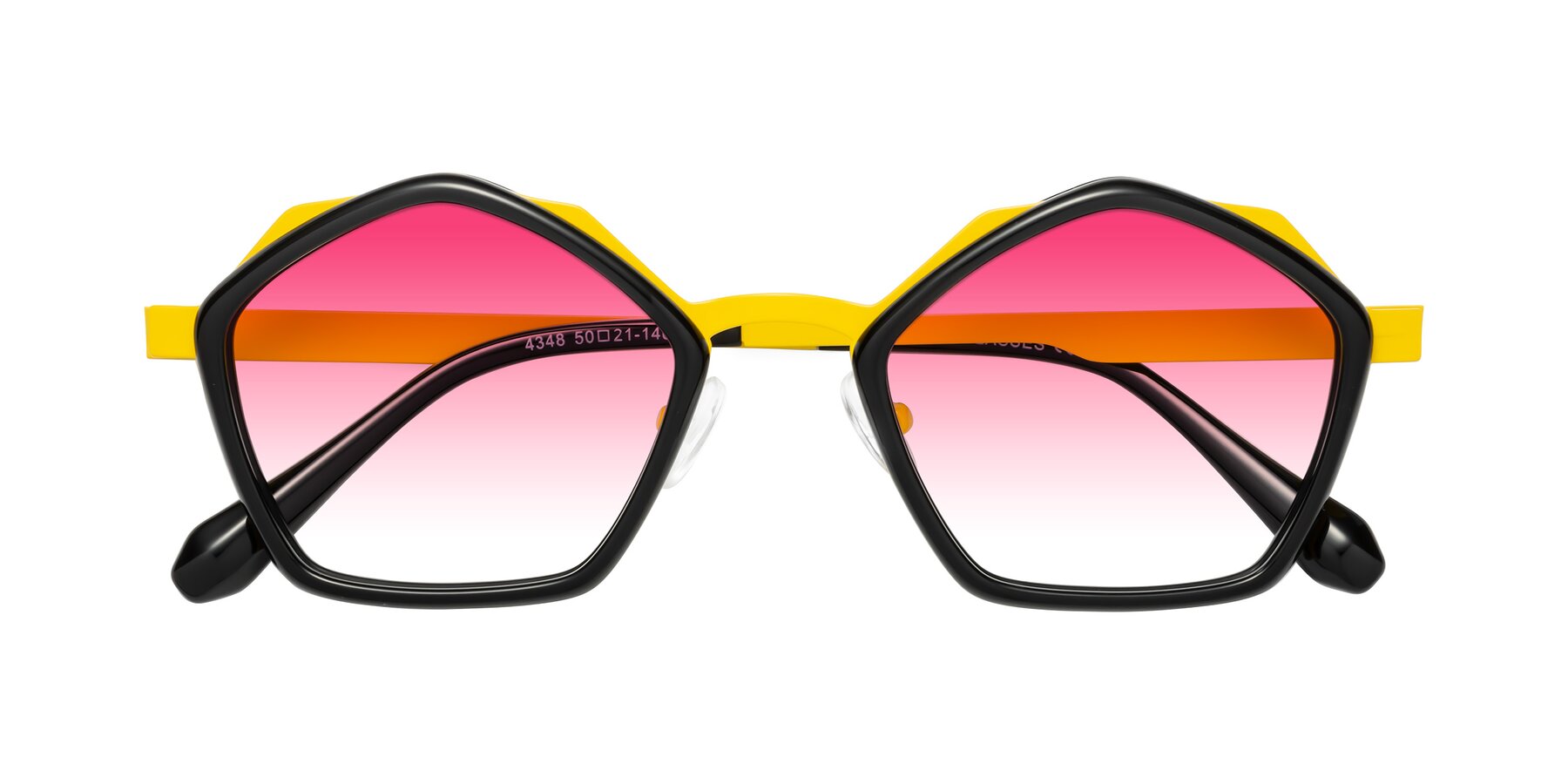 Folded Front of Sugar in Black-Yellow with Pink Gradient Lenses