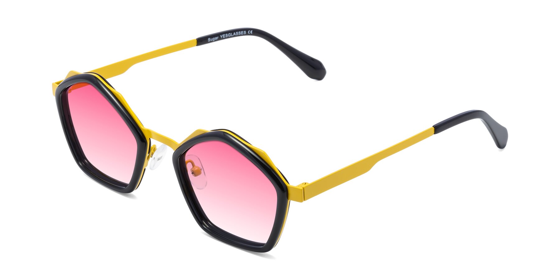 Angle of Sugar in Black-Yellow with Pink Gradient Lenses