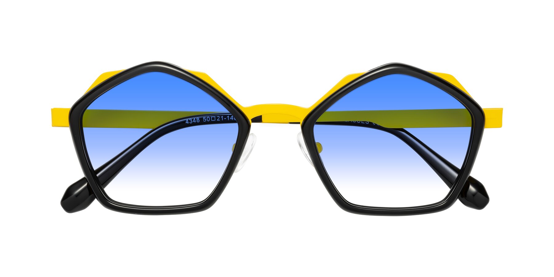 Folded Front of Sugar in Black-Yellow with Blue Gradient Lenses