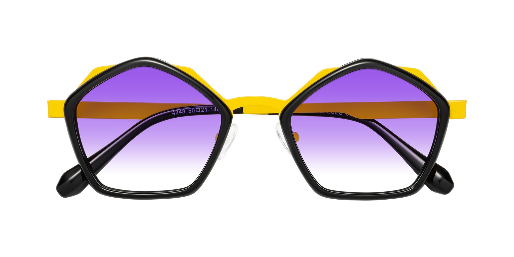 Folded Front of Sugar in Black-Yellow with Purple Gradient Lenses