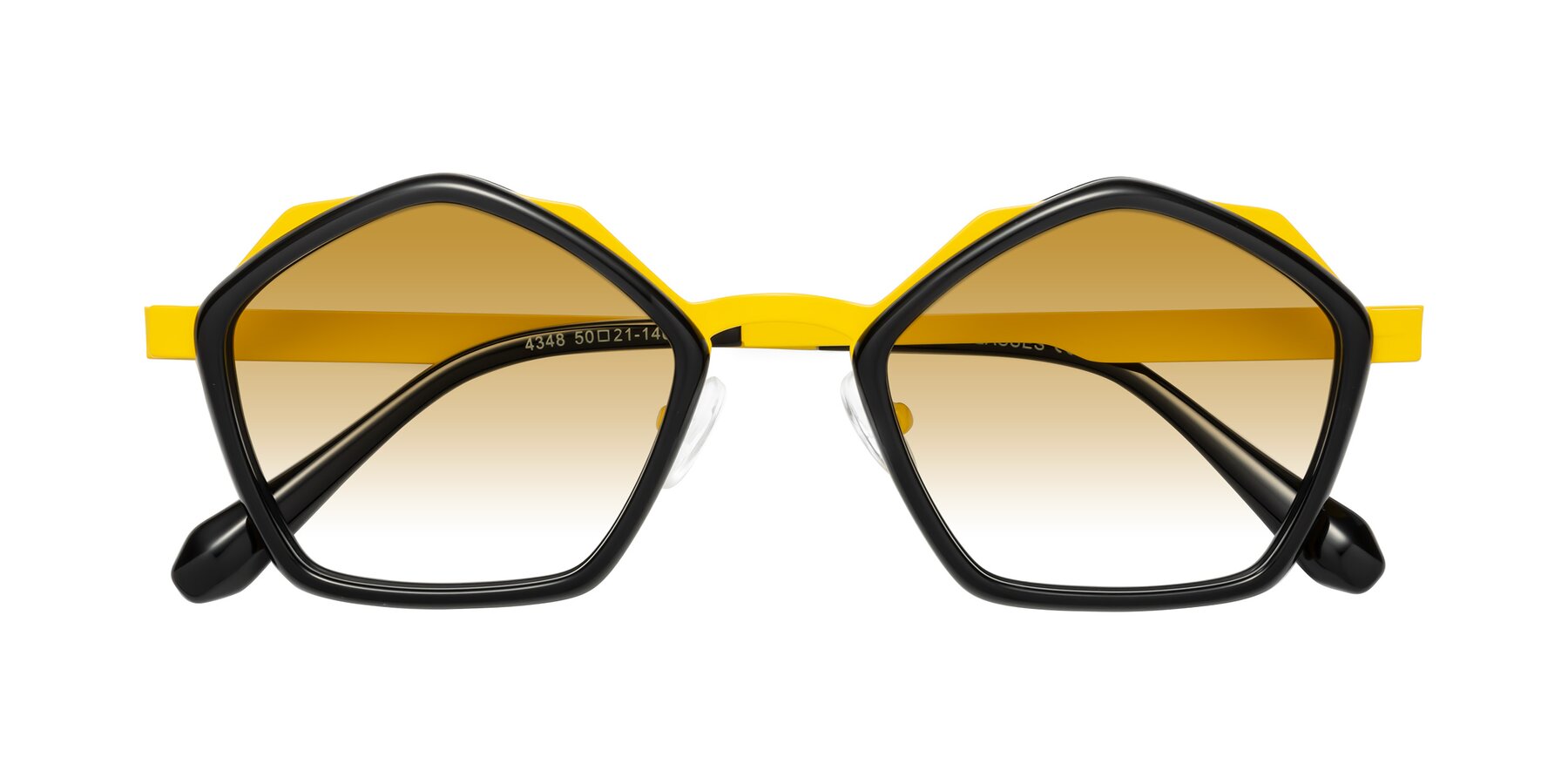 Folded Front of Sugar in Black-Yellow with Champagne Gradient Lenses