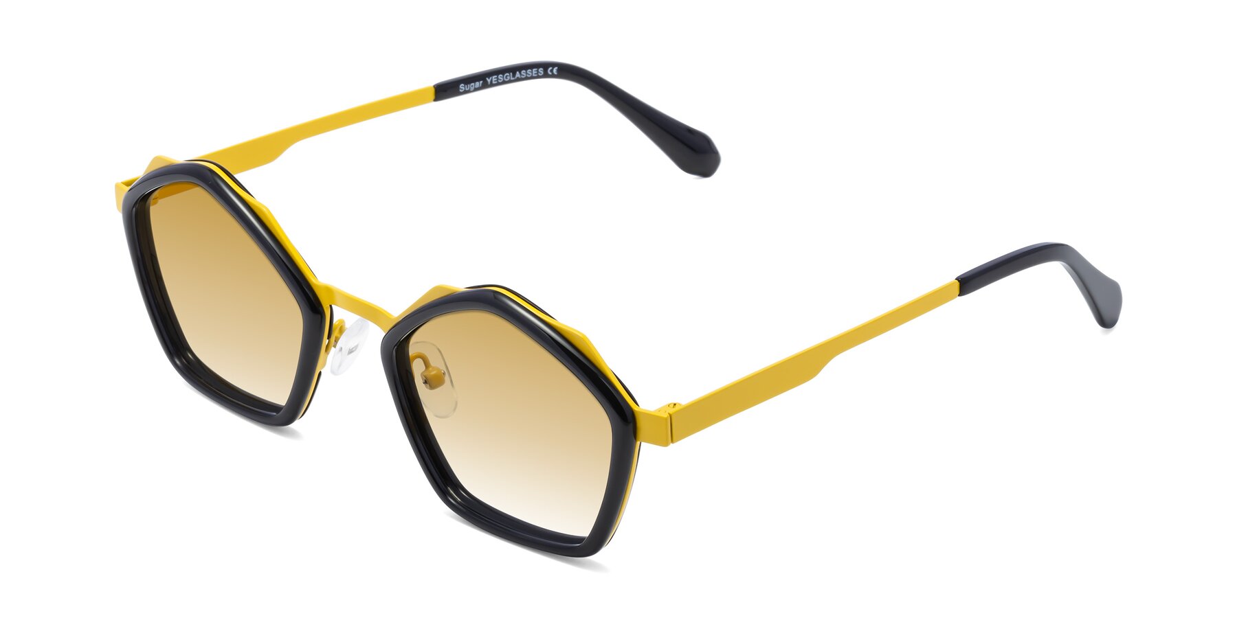 Angle of Sugar in Black-Yellow with Champagne Gradient Lenses