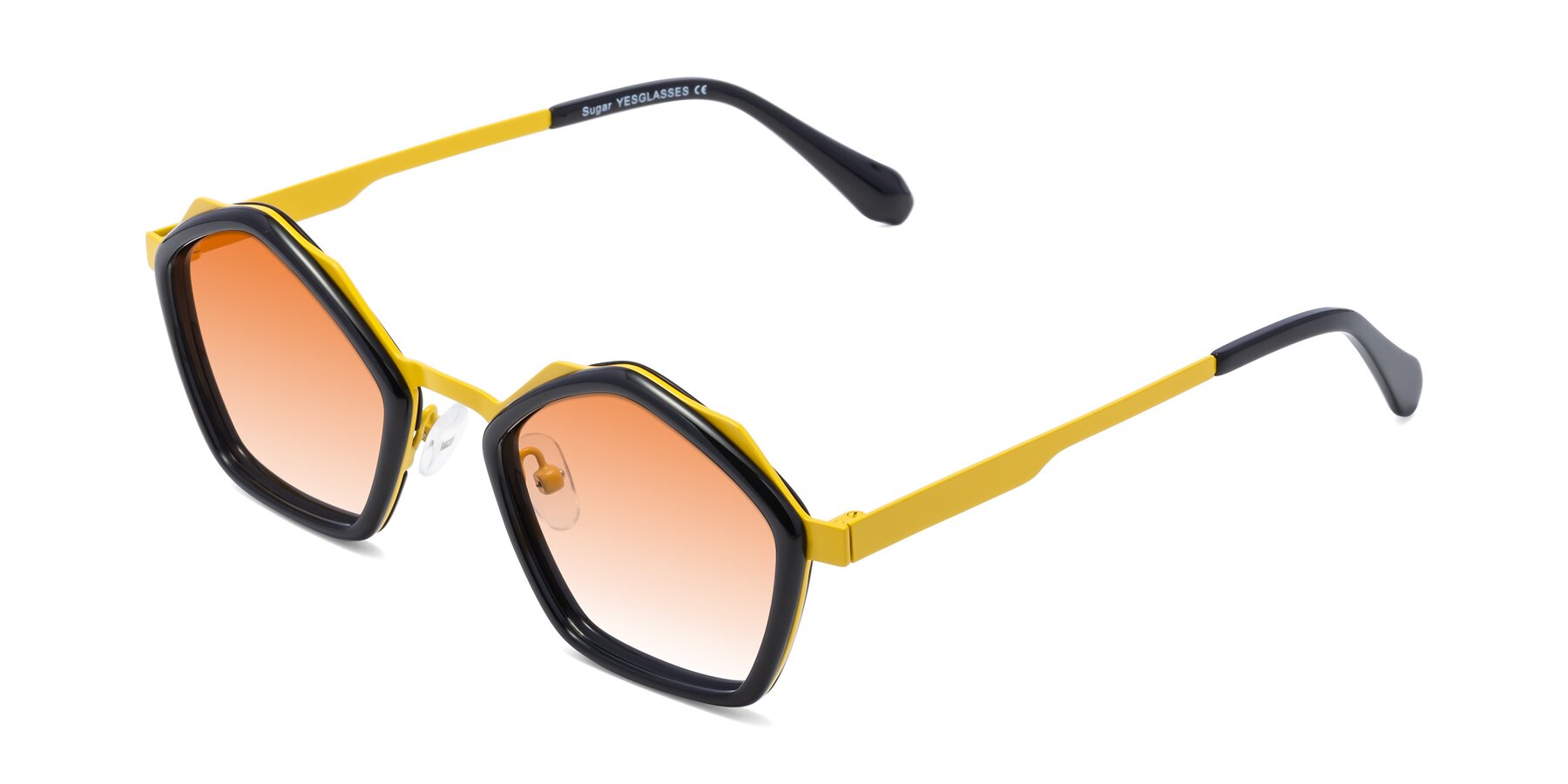 Angle of Sugar in Black-Yellow with Orange Gradient Lenses