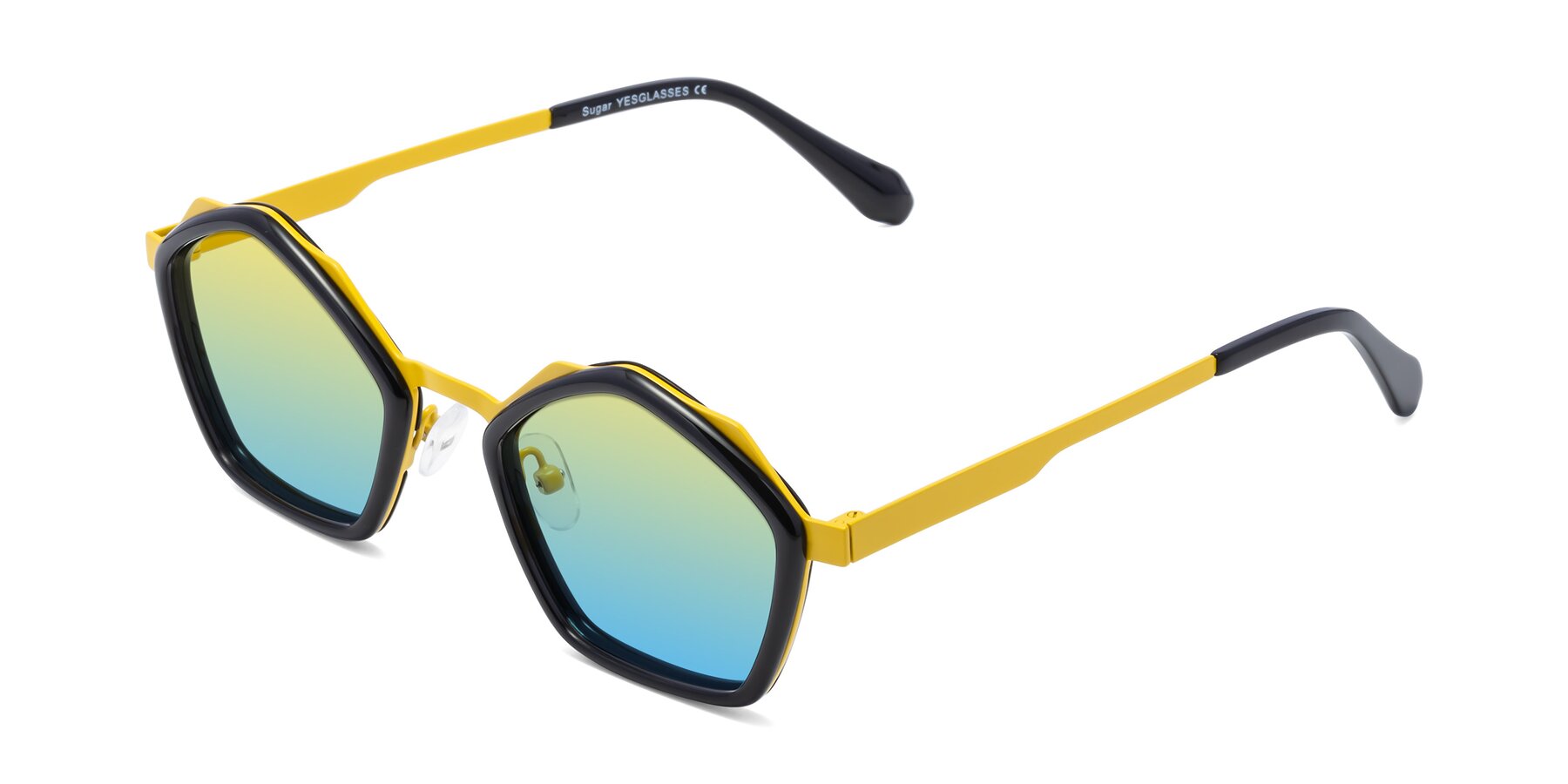 Angle of Sugar in Black-Yellow with Yellow / Blue Gradient Lenses