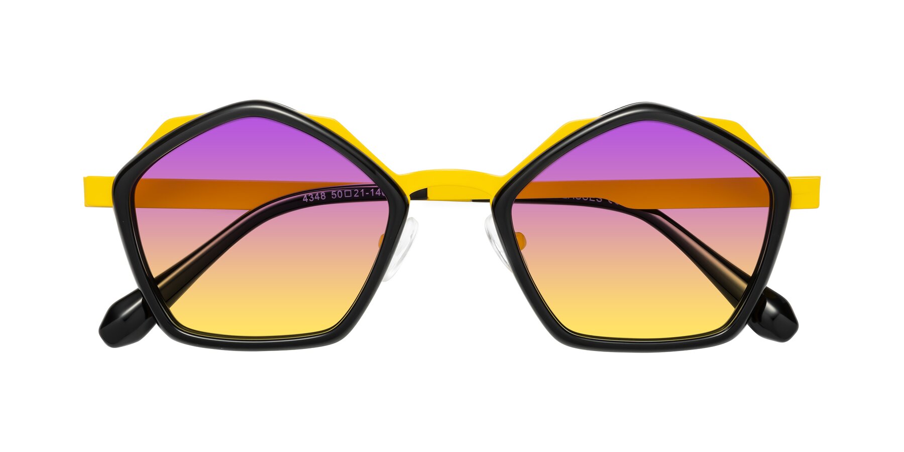 Folded Front of Sugar in Black-Yellow with Purple / Yellow Gradient Lenses