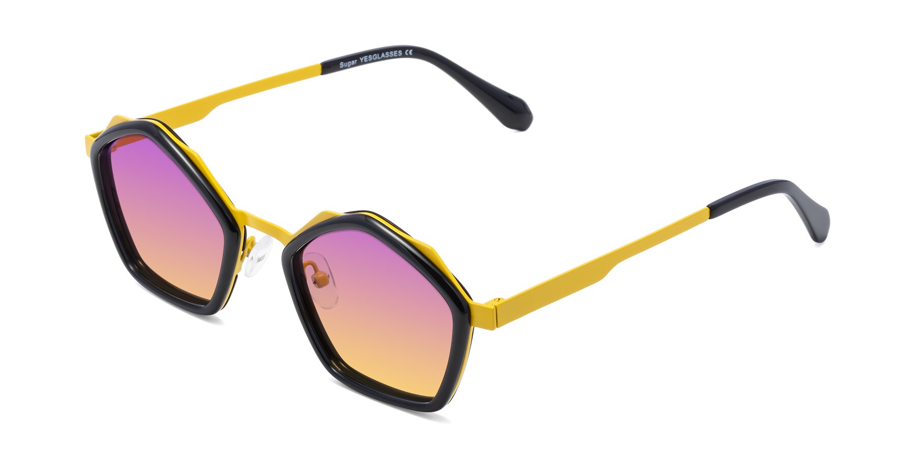 Angle of Sugar in Black-Yellow with Purple / Yellow Gradient Lenses