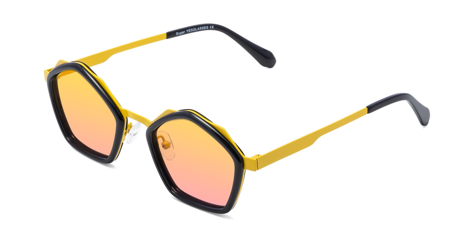 Angle of Sugar in Black-Yellow with Yellow / Pink Gradient Lenses
