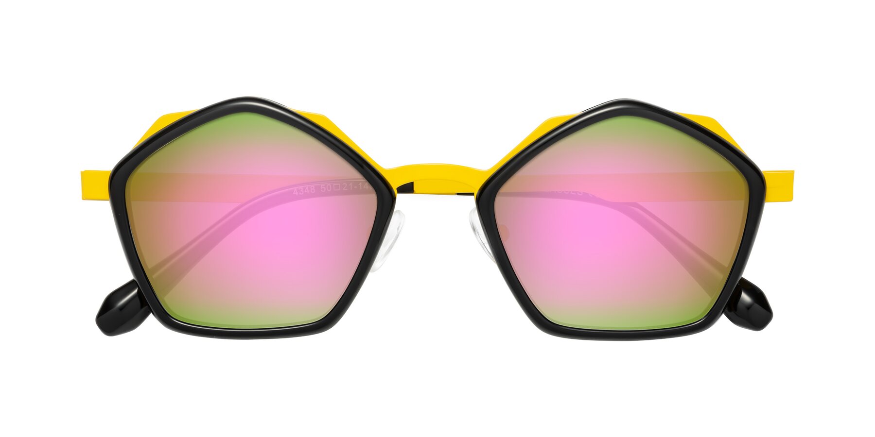 Folded Front of Sugar in Black-Yellow with Pink Mirrored Lenses