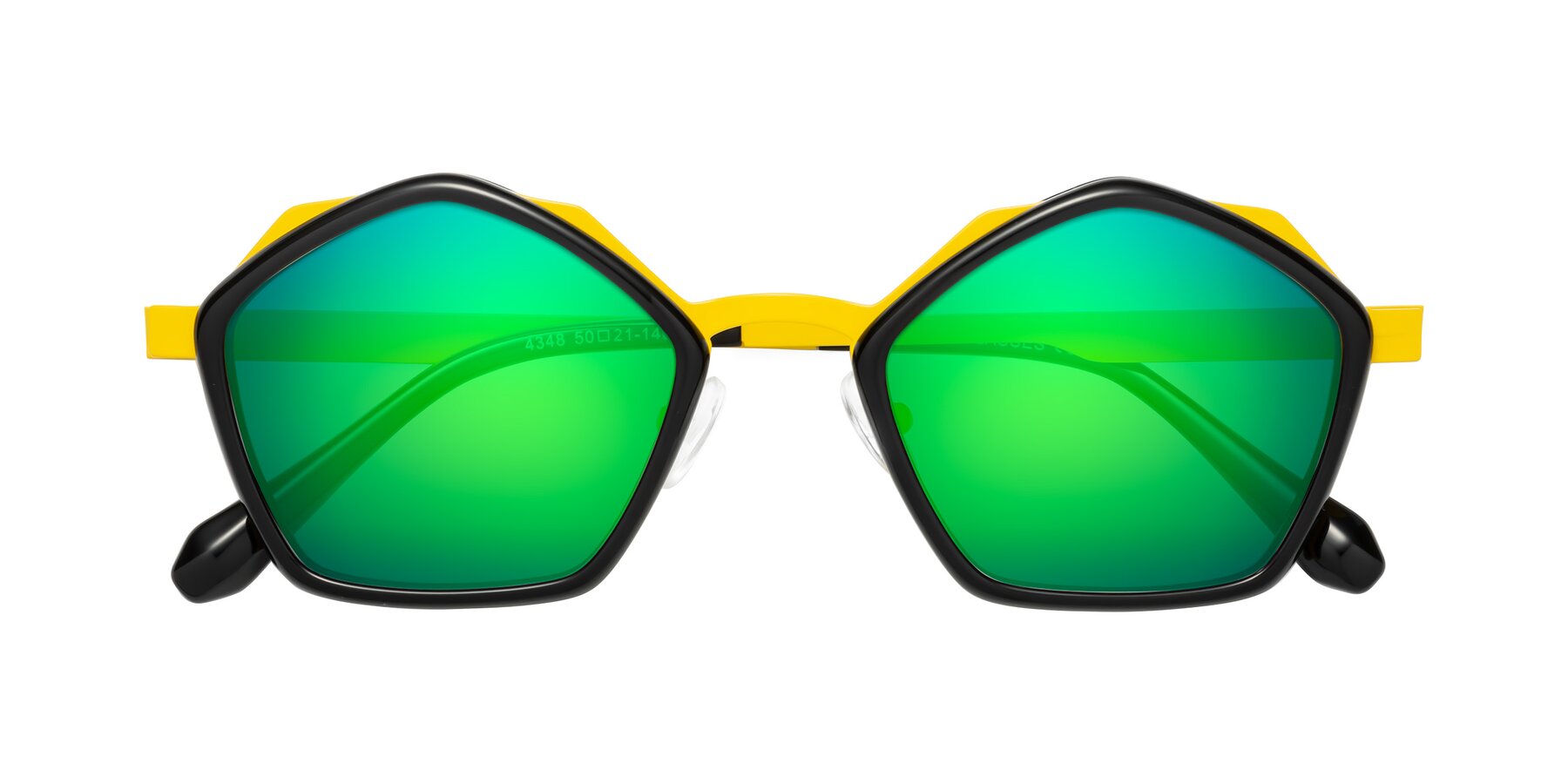 Folded Front of Sugar in Black-Yellow with Green Mirrored Lenses