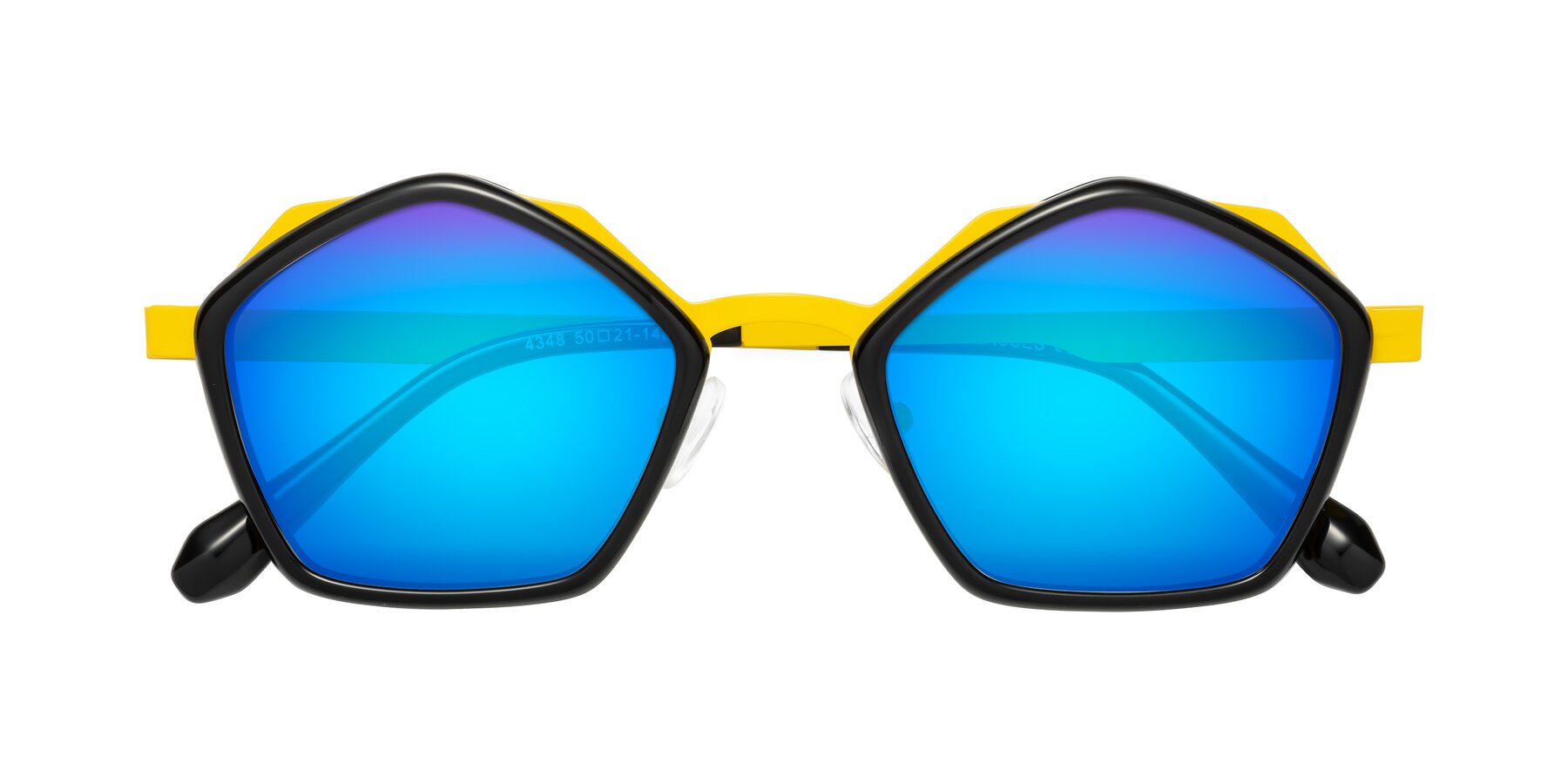 Folded Front of Sugar in Black-Yellow with Blue Mirrored Lenses