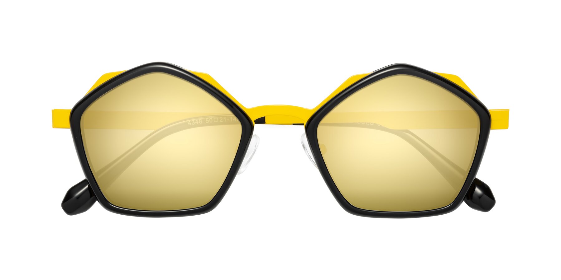 Folded Front of Sugar in Black-Yellow with Gold Mirrored Lenses