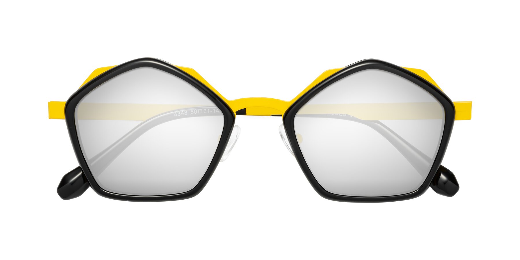 Folded Front of Sugar in Black-Yellow with Silver Mirrored Lenses