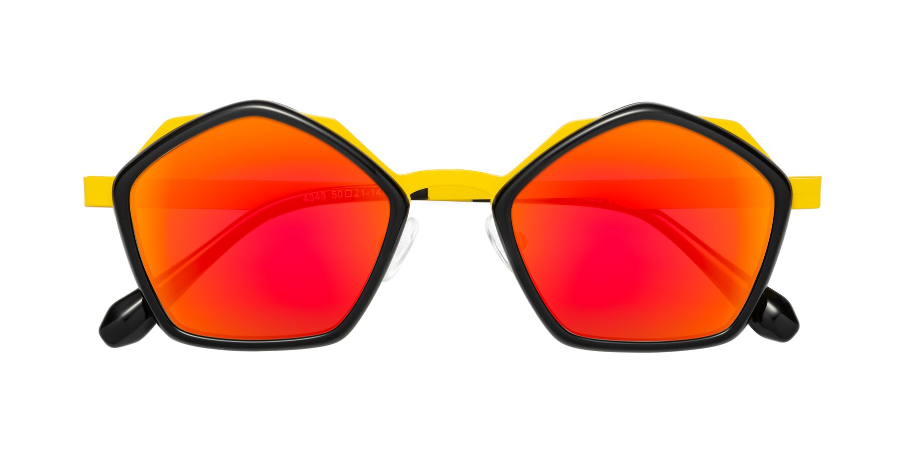 Folded Front of Sugar in Black-Yellow with Red Gold Mirrored Lenses